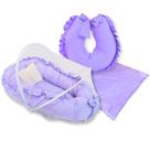 Kit Ninho c/ Mosquiteiro + Almofada Amamentação + Trocador de Fraldas - Linha Canaã