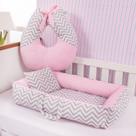 Kit Ninho Redutor com Almofada Amamentação para Bebê Menina Chevron Rosa