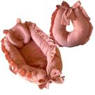 Kit Ninho Redutor para Berço com Travesseiro Anatômico + Almofada Amamentação para Amamentar com Babado Menino OU Menina