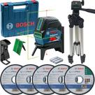 Kit Nível Laser Verde Bosch Gcl 2-15 G 15m Tripé 5 Discos
