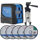 Kit Nível Laser Vermelho Linhas Minipa Mn110 Tripé 5 Discos