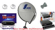 Kit Nova Antena Parabólica 60cm +2 Recepitores Digital Century Midia Box b7