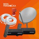 Kit Nova Parabólica, 2 Receptores Elsys Satmax + Antena Ku + Lnbf Duplo + 2 Cabo 15 metros + 4 Conectores