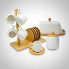 Kit Oasis Xicaras C/suporte Açucareiro Mantegueira Ceramica