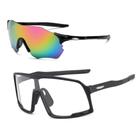 Kit Óculos Ciclismo Bike Esportivo Espelhado Uv400 + Noturno