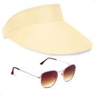 Kit Óculos de Sol Clássico Hexagonal + Viseira Moda Praia Verão Esporte