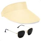 Kit Óculos de Sol Hexagonal Clássico + Viseira Moda Praia Esporte Leve