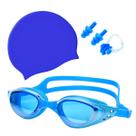 Kit Óculos Touca Silicone Protetor Nasal Aurícular Natação Profissional Hero Band