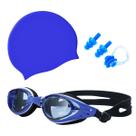 Kit Óculos Touca Silicone Protetor Nasal Aurícular Natação Profissional Hero Band