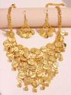 Kit Odalisca Colar E Brincos Dourado Moedas