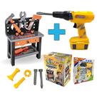 Kit Oficina Infantil C/ Bancada e Parafusadeira Elétrica