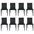 Kit oito cadeiras rattan preto