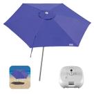 Kit Ombrelone Guarda Sol 2,4m Sombreiro Alumínio Malibu Azul Base Plástica Branco - Tobee