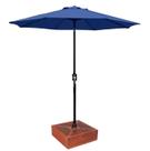 Kit Ombrelone Guarda Sol 3m Articulado Azul com Base Revestida Madeira Jardim Piscina Praia - AMZ