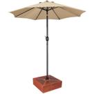 Kit Ombrelone Guarda Sol 3m Articulado Bege com Base Revestida Madeira Jardim Piscina Praia - AMZ