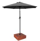 Kit Ombrelone Guarda Sol 3m Articulado Cinza com Base Revestida Madeira Jardim Piscina Praia - AMZ