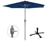 Kit Ombrelone Guarda Sol Alumínio Manivela 2,4 Metros Azul + Base Aço - Mor