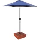 Kit Ombrelone Guarda Sol Ipanema 2,5m Articulado Azul com Base Revestida Madeira Praia - AMZ