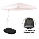 Kit Ombrelone Lateral 3m Regulável Alavanca Branco Base Plástica 55L - Belfix