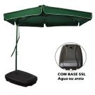 Kit Ombrelone Lateral 3m Regulável Alavanca Verde Base Plástica 55L - Belfix