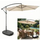 Kit Ombrelone Lateral Suspenso 2,5 Metros TAIPU Bege + Base 55 Litros Piscina Jardim - AMZ