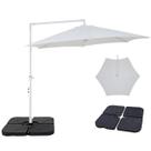 Kit Ombrelone Lateral Suspenso 3m Veneza Com Manivela + Base 60L Quadrada - Belfix