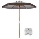 Kit Ombrelone Madeira 2,4m Xangri-lá Bagum Sombreiro Base Plástica Praia Areia Jardim Marrom - Belfix Kit Ombrelone Madeira 2,4m Xangri-lá Bagum Sombreiro Base Plástica Praia Areia Jardim Marrom - Belfix