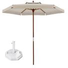 Kit Ombrelone Madeira 2,4m Xangri-lá Bagum Sombreiro Jardim Bege Base Octagonal 30Kg - Belfix