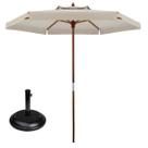 Kit Ombrelone Madeira 2,4m Xangri-lá Bagum Sombreiro Jardim Bege Base Redonda Preta 22Kg - Belfix