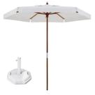 Kit Ombrelone Madeira 2,4m Xangri-lá Bagum Sombreiro Jardim Branco Base Octagonal 30Kg - Belfix