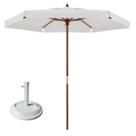Kit Ombrelone Madeira 2,4m Xangri-lá Bagum Sombreiro Jardim Branco Base Redonda Branca 22Kg - Belfix
