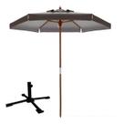 Kit Ombrelone Madeira 2,4m Xangri-lá Bagum Sombreiro Jardim Marrom Base Dobrável - Belfix