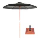 Kit Ombrelone Madeira 2,4m Xangri-lá Bagum Sombreiro Jardim Preto Base Madeira - Belfix