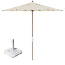 Kit Ombrelone Madeira 3m Poliéster Sombreiro Treviso Jardim Piscina Bege Base Quadrada 37Kg - Belfix