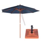 Kit Ombrelone Madeira Guarda Sol 3 Metros Sombreiro Azul Piscina Jardim Base Madeira - Mor