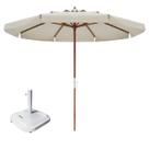 Kit Ombrelone Madeira Positano 3m Bagum Sombreiro Jardim Bege Base Quadrada 37Kg - Belfix
