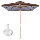 Kit Ombrelone Madeira Quadrado 2x2m Sardenha Guarda Sol Bagum Marrom Base Octagonal 30Kg - Belfix