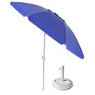 Kit Ombrelone Maresias 2,5m Alumínio Articulado Com Manivela Azul Base Redonda Branca 22Kg - Belfix