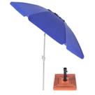 Kit Ombrelone Maresias 2,5m Bagum Alumínio Articulado Manivela Azul Com Base Madeira - Belfix