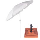 Kit Ombrelone Maresias 2,5m Bagum Alumínio Articulado Manivela Branco Com Base Madeira - Belfix Kit Ombrelone Maresias 2,5m Bagum Alumínio Articulado Manivela Branco Com Base Madeira - Belfix