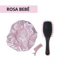 Kit Onda Escova Onda, Touca De Cetim e Clip Separador de Mechas Fitagem Cachos Anti Frizz
