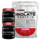 Kit Optimum Isolate Whey Protein 2kg + 2x Glutamina 300g + Coqueteleira - Bodybuilders