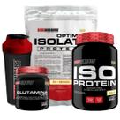 Kit Optimum Isolate Whey Protein 2kg + Iso Protein 900g Baunilha + Glutamina 300g + Coqueteleira+Bodybuilders