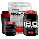 Kit Optimum Isolate Whey Protein 900g + Iso Protein 900g Baunilha + Glutamina 300g + Coqueteleira - Bodybuilders