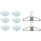 Kit organizador 10 cabide infantil 6 cestos branco rosa azul