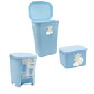 Kit Organizador Baby Cesto 30L Cesto 3,5L Lixeira 6L Azul