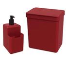 Kit Organizador De Cozinha Coza Com 1 Lixeira 2,5L e 1 Dispenser Porta Detergente 500ml e Esponja