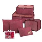 Kit Organizador De Malas + Frascos De Viagem 7 Peças Vinho