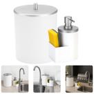 Kit Organizador De Pia Cozinha Acessório Lavar Louça Lixinho 5 Litros Porta Detergente Branco E Cromado Fosco