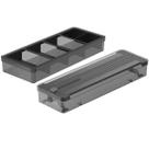 Kit Organizador de Talheres e Porta Rolos Duplo com Cortador Plástico Alumínio Clear Preto Ou